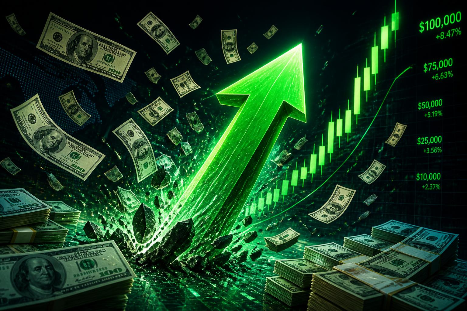 Abstract green market chart and currency imagery